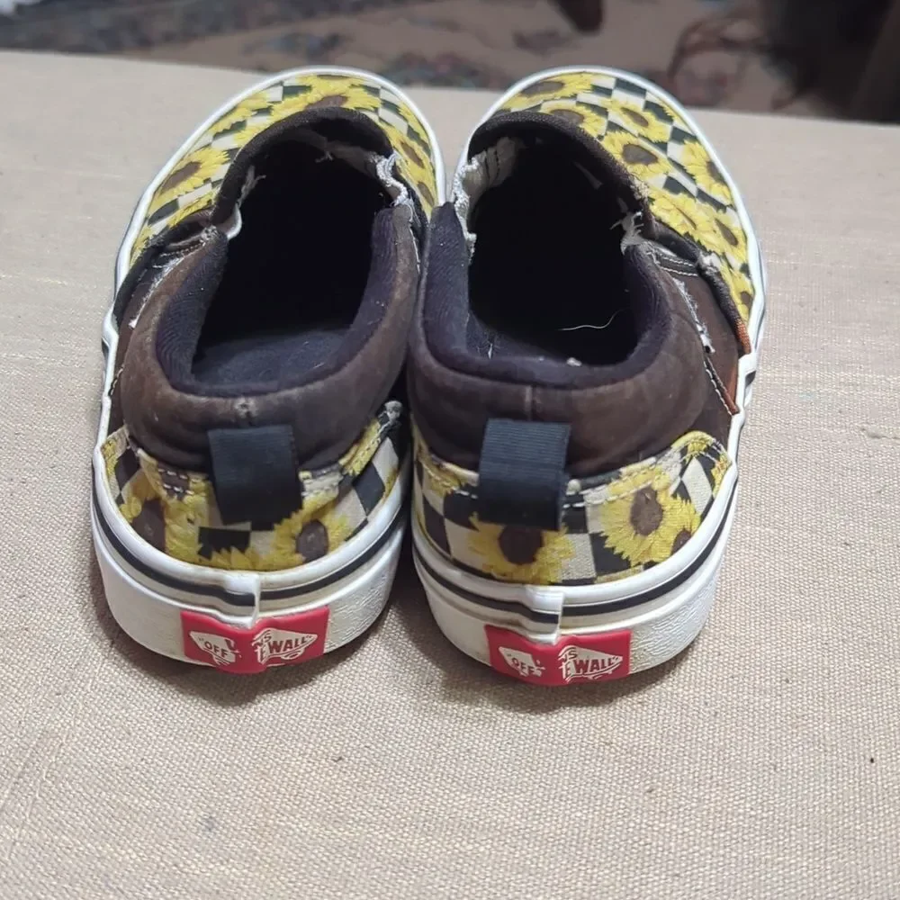 Vans Asher Sunflower‎ Checkerboard Sneaker Shoes 4 Sunflowers
